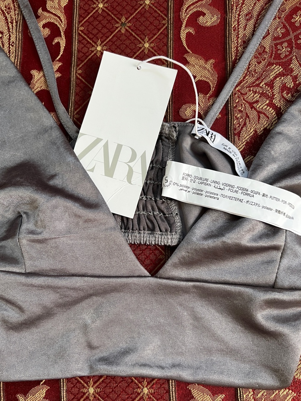 Zara Charcoal Gray Satin Bralette - Picture 3 of 4